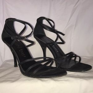 White House Black Market black satin sandals